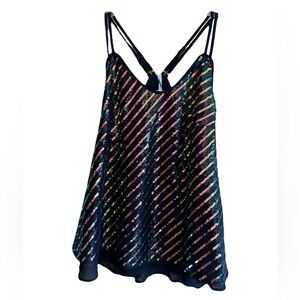 NWT Grace Karin Sparkly Sequined Camisole Tank Top, Multicolor, Party, Size M